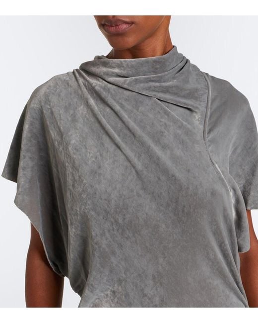 Rick Owens Gray Seb Draped Velvet Midi Dress