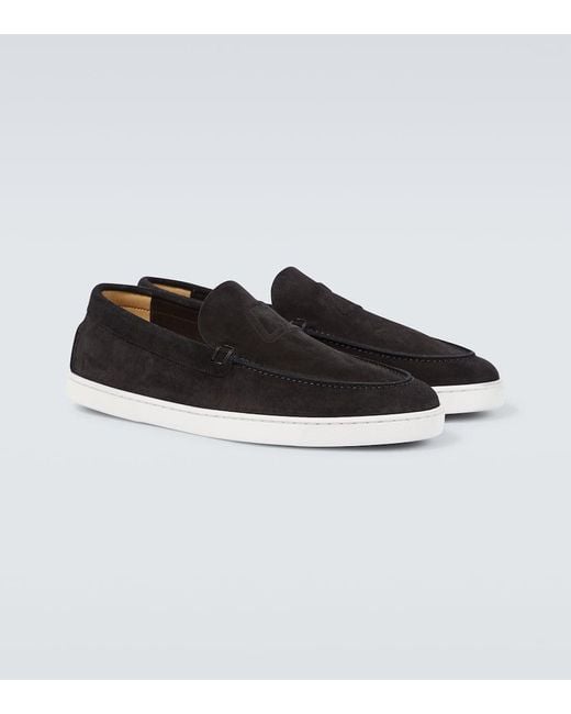 Christian Louboutin Slip-Ons Varsiboat Aus Veloursleder in Black für Herren