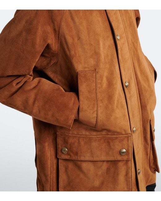 Nili Lotan Brown Kedem Leather-Trimmed Suede Jacket