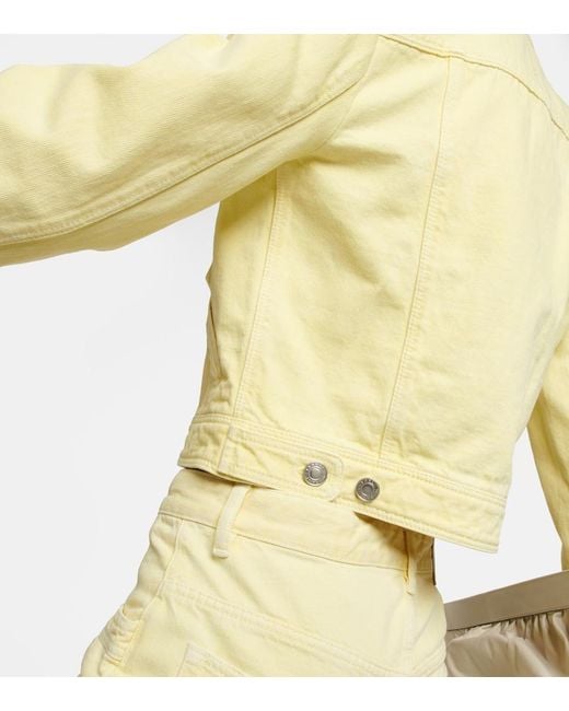 Isabel Marant Yellow Valene Cropped Denim Jacket