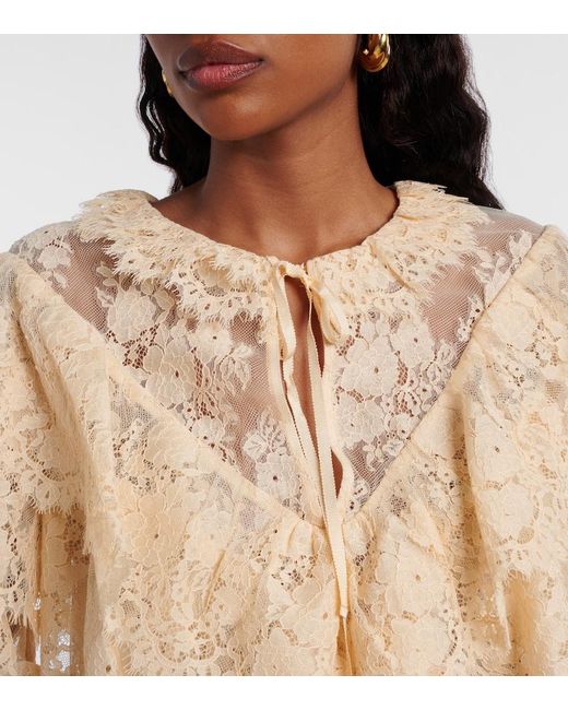 Rixo Natural Faryn Ruffled Lace Blouse
