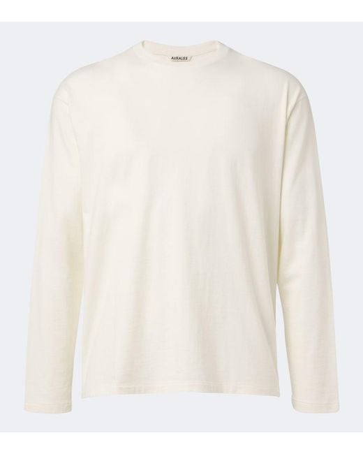 Auralee White Cotton And Cashmere Jersey T-Shirt for men