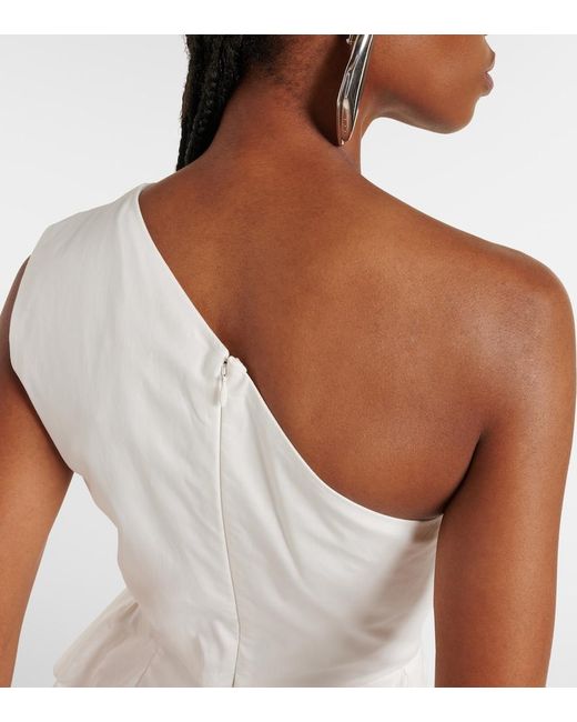 Roland Mouret White One-Shoulder Cotton Poplin Midi Dress
