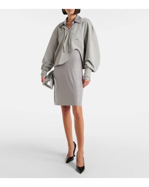 The Attico Gray Asymmetric Cotton-Blend Jersey Hoodie