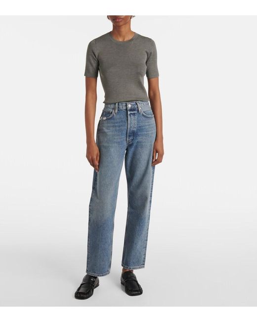 Agolde Blue 90S Mid-Rise Straight Jeans