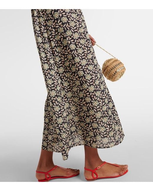 Rixo Gray Franchi Floral Cotton Midi Dress