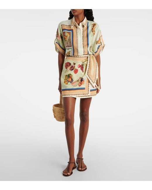 ALÉMAIS Metallic Mercado Printed Linen Shirt