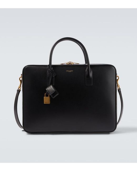 Saint Laurent Black Leather Briefcase for men