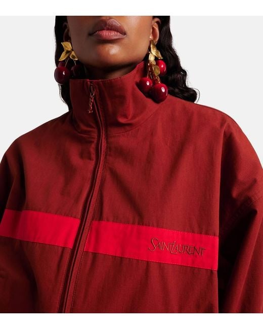 Saint Laurent Red Logo Cotton Blouson Jacket