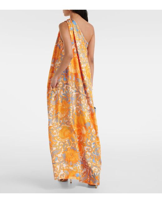 LaDoubleJ Metallic Roy Floral Silk Twill Maxi Dress