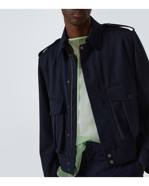 Dries Van Noten Blue Wool Gabardine Jacket for men