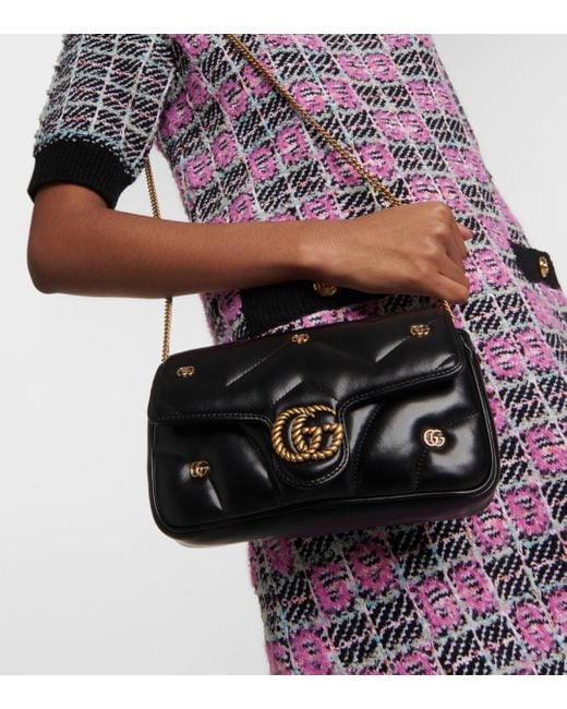 Sac GG Marmont Mini en cuir Gucci en coloris Black