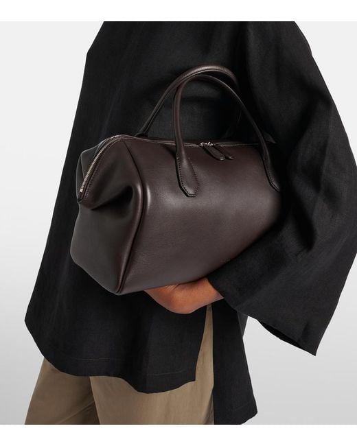 The Row Black Faye Leather Bowling Bag