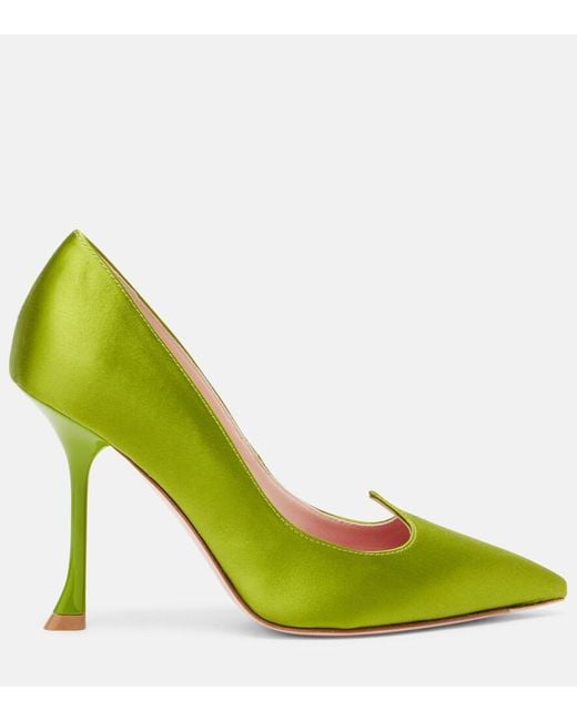 Roger Vivier Green I Love Vivier 100 Satin Pumps