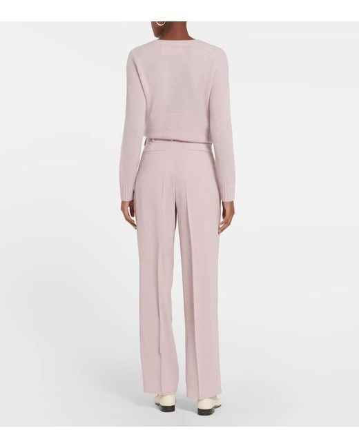 Joseph Pink Buckley Pleated Wide-Leg Wool-Blend Pants