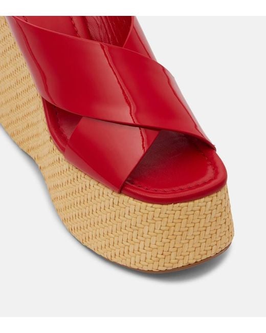 Paris Texas Red Mara Patent Leather Wedge Mules