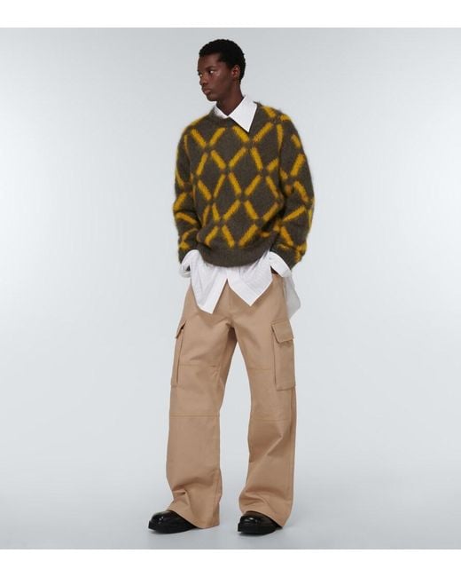 Marni Brown Intarsia Mohair-Blend Sweater for men