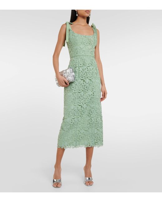 Markarian Green Crochet Midi Dress