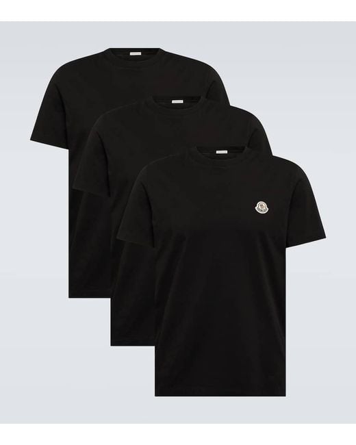 Moncler Set aus drei T-Shirts aus Baumwolle in Black für Herren