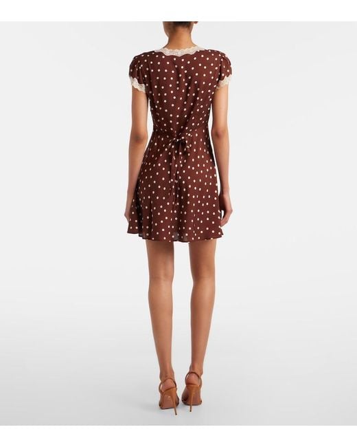 Rixo Red Cely Lace-Trimmed Polka-Dot Minidress