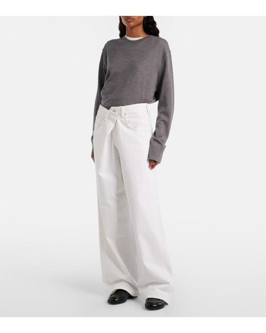 Agolde White Vana Fold Wide-Leg Jeans