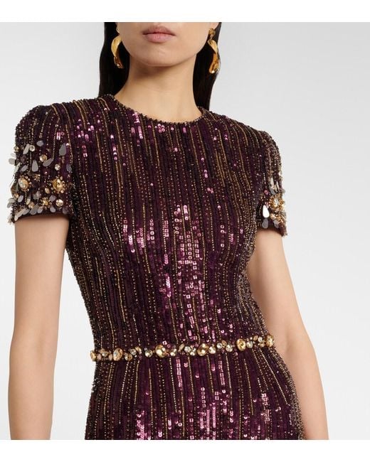 Jenny Packham Purple Ninetta Sequined Gown