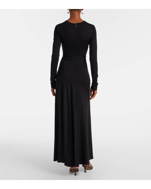 Max Mara Black Doppia Gathered Maxi Dress