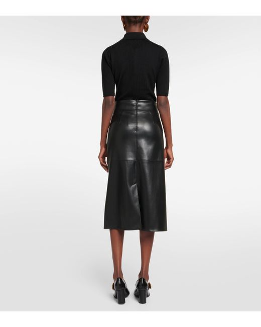 Max Mara Black Rimini Faux Leather Midi Skirt