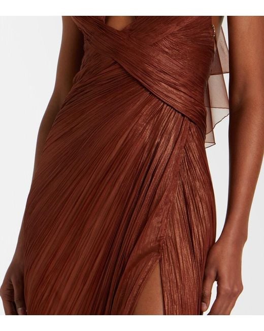 Maria Lucia Hohan Red Milagros Halterneck Silk Muslin Gown