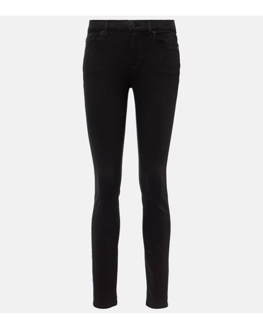 7 For All Mankind Black The Skinny B(air) Mid-rise Jeans