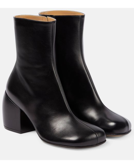 Dries Van Noten Black Leather Ankle Boots