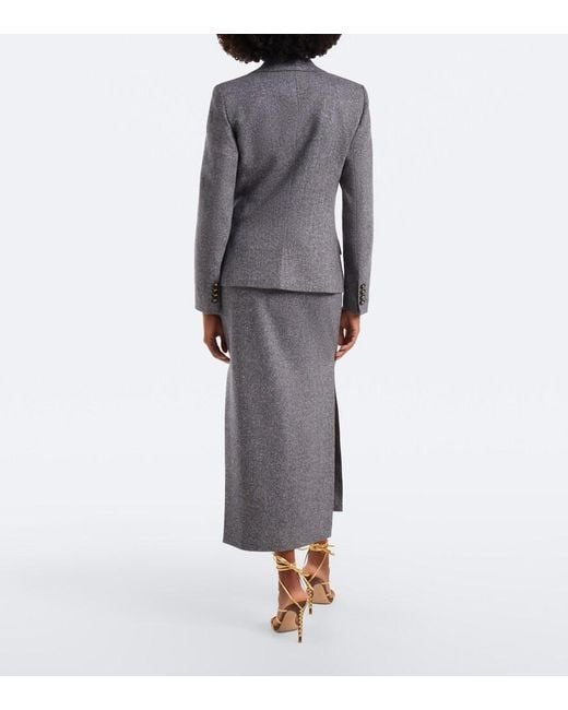 Etro Gray Wool And Silk-Blend Pencil Skirt