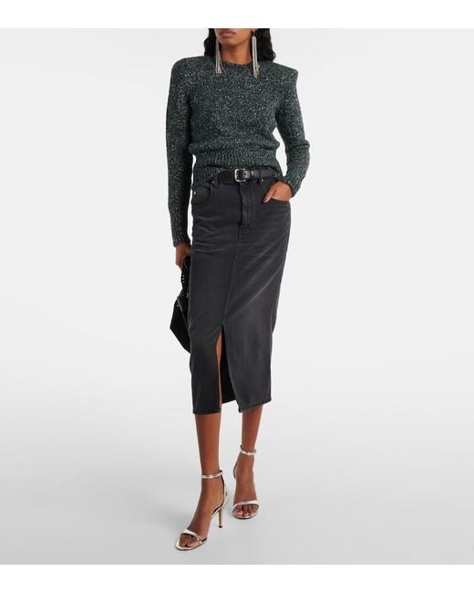 Isabel Marant Gray Kalogb Off-Shoulder Sweater