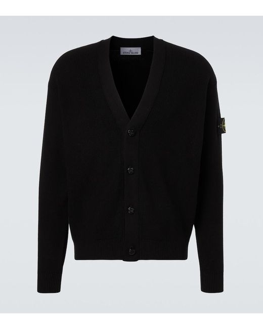 Stone Island Black Compass Cotton Cardigan for men