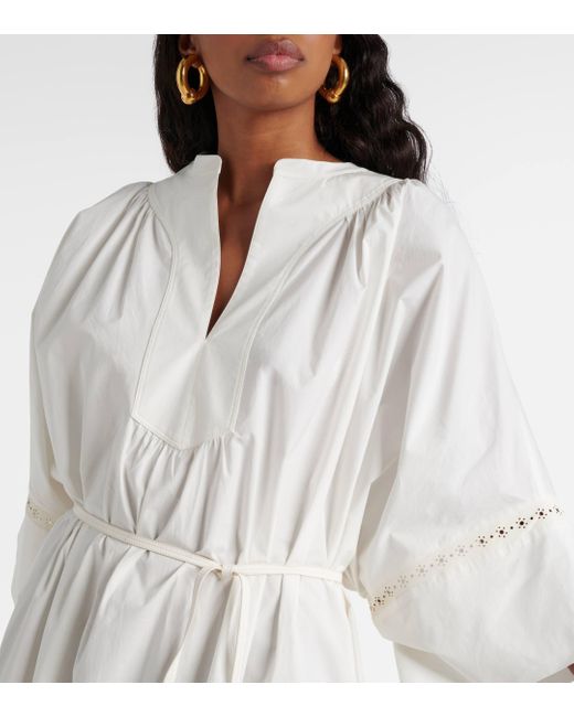 Yves Salomon White Belted Cotton-blend Maxi Dress