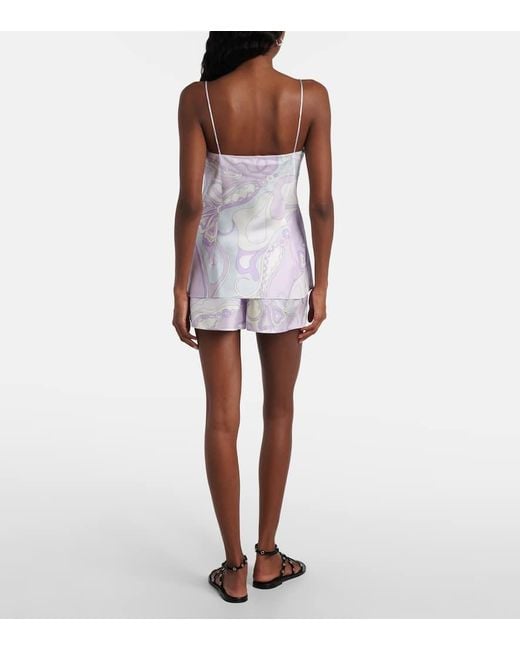 Emilio Pucci Purple Top Orchidee Aus Seidensatin