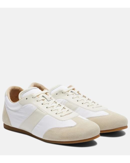 Lemaire White Soft Suede-Trimmed Sneakers