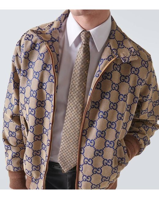 Cravatta GG in seta jacquard di Gucci in Natural da Uomo