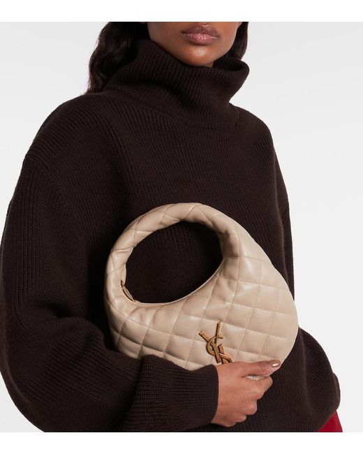 Saint Laurent Natural Icarino Baby Quilted Leather Top-Handle Bag