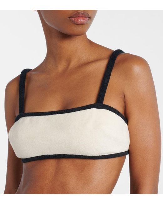 Adriana Degreas Natural Cotton-Blend Terry Bikini Top