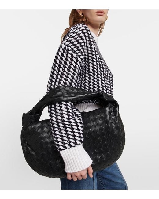 Bottega Veneta Black Jodie Small Intrecciato Leather Hobo Bag