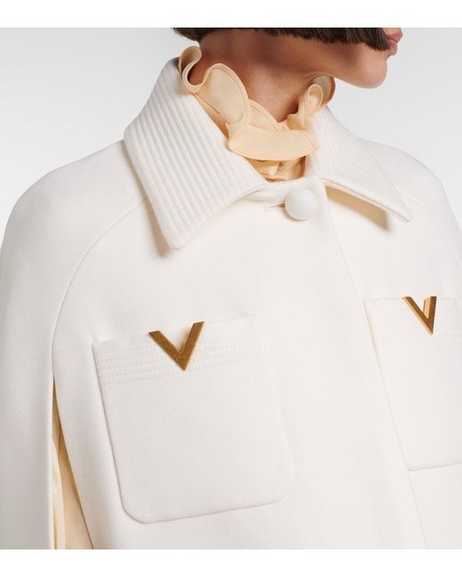Valentino White Vgold Wool Cape