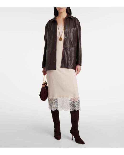 Jimmy Choo Red Agathe 85 Suede Knee-High Boots