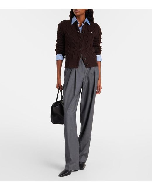 Polo Ralph Lauren Black Cable-Knit Wool And Cashmere Cardigan