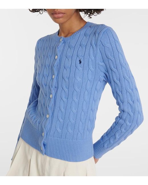 Polo Ralph Lauren Blue Polo Pony Cable-knit Cardigan