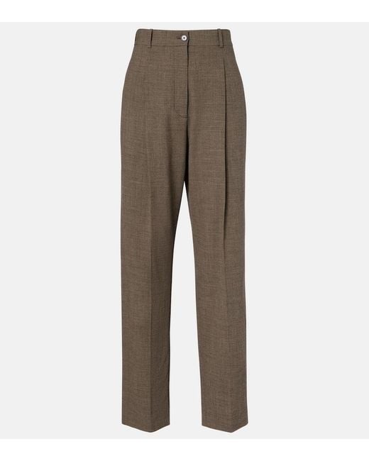 The Row Brown Gianni Wool Straight Pants