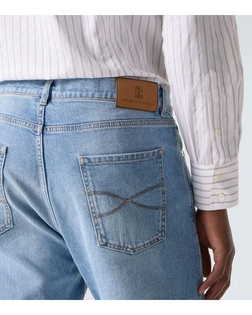 Brunello Cucinelli Blue Mid-Rise Straight Jeans for men