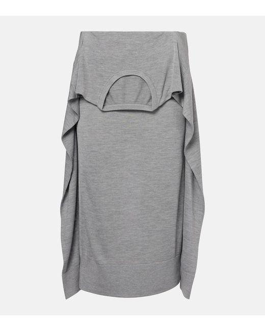 Jupe Midi En Soie Acne en coloris Gray