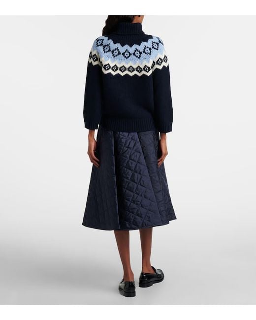 Falda Midi De Re-Nylon Acolchada Prada de color Blue