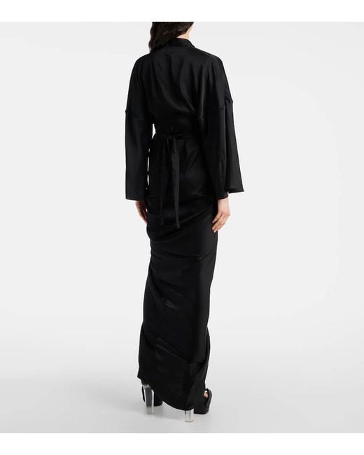Rick Owens Black Wickelrobe Aus Satin